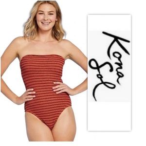 Kona Sol Copper Stripe Pucker One Piece Swimsuit